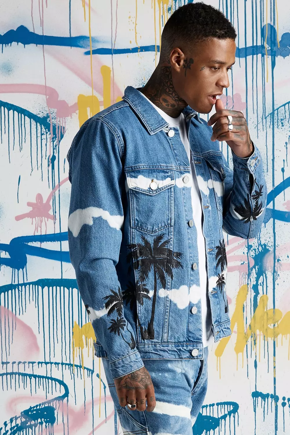 Plus Size Quavo Tie Dye Denim Jacket