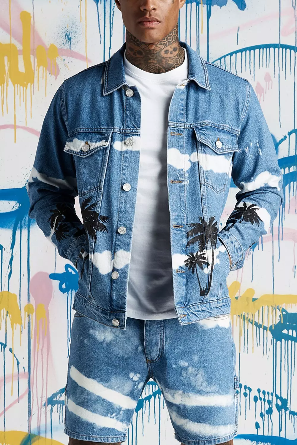 Tie dye denim outlet jacket mens