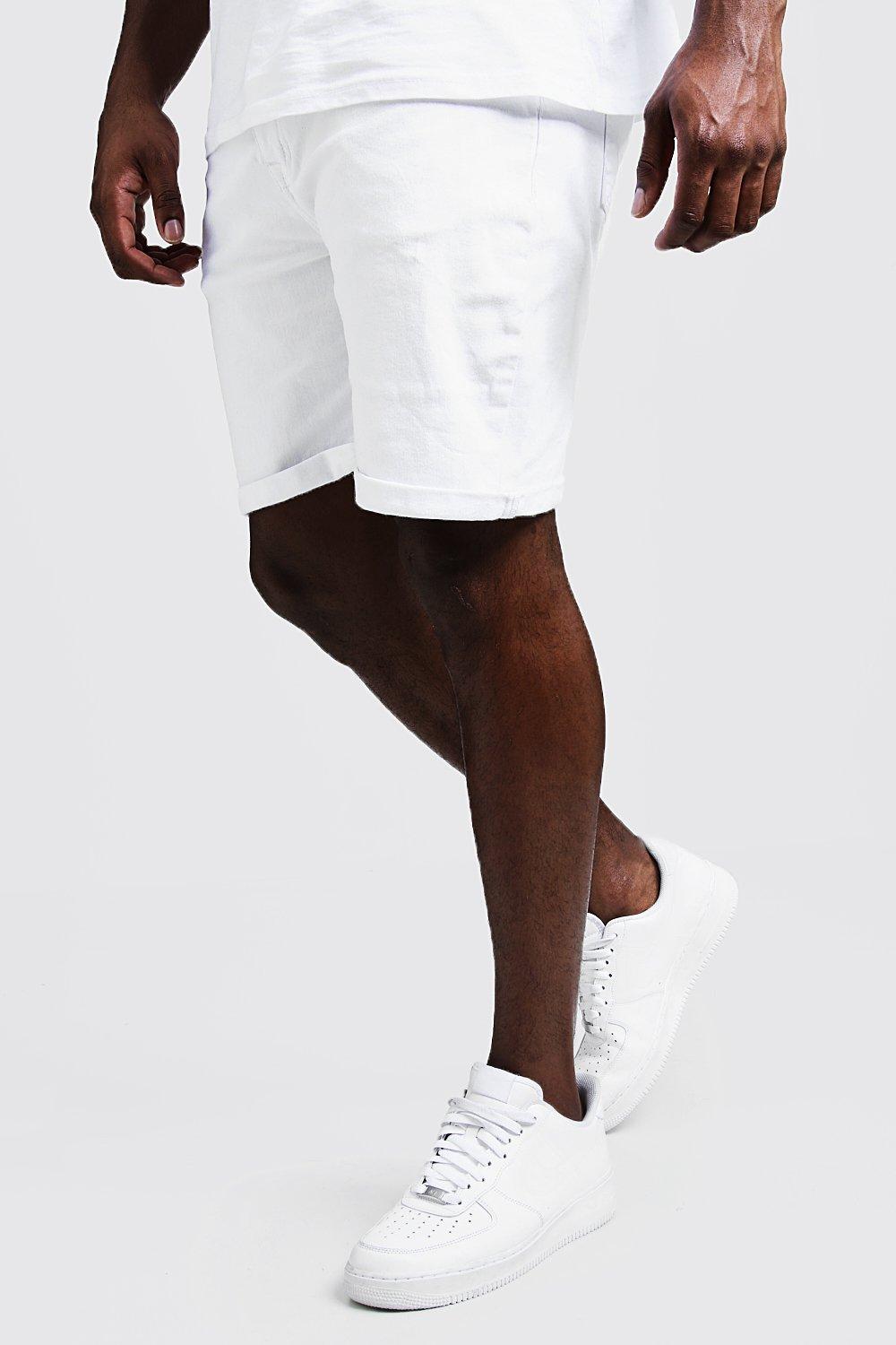 big and tall white jean shorts