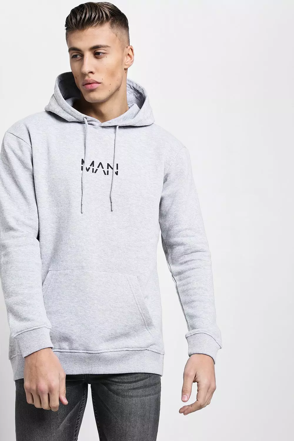 Boohooman hoodie with man print in white hot sale