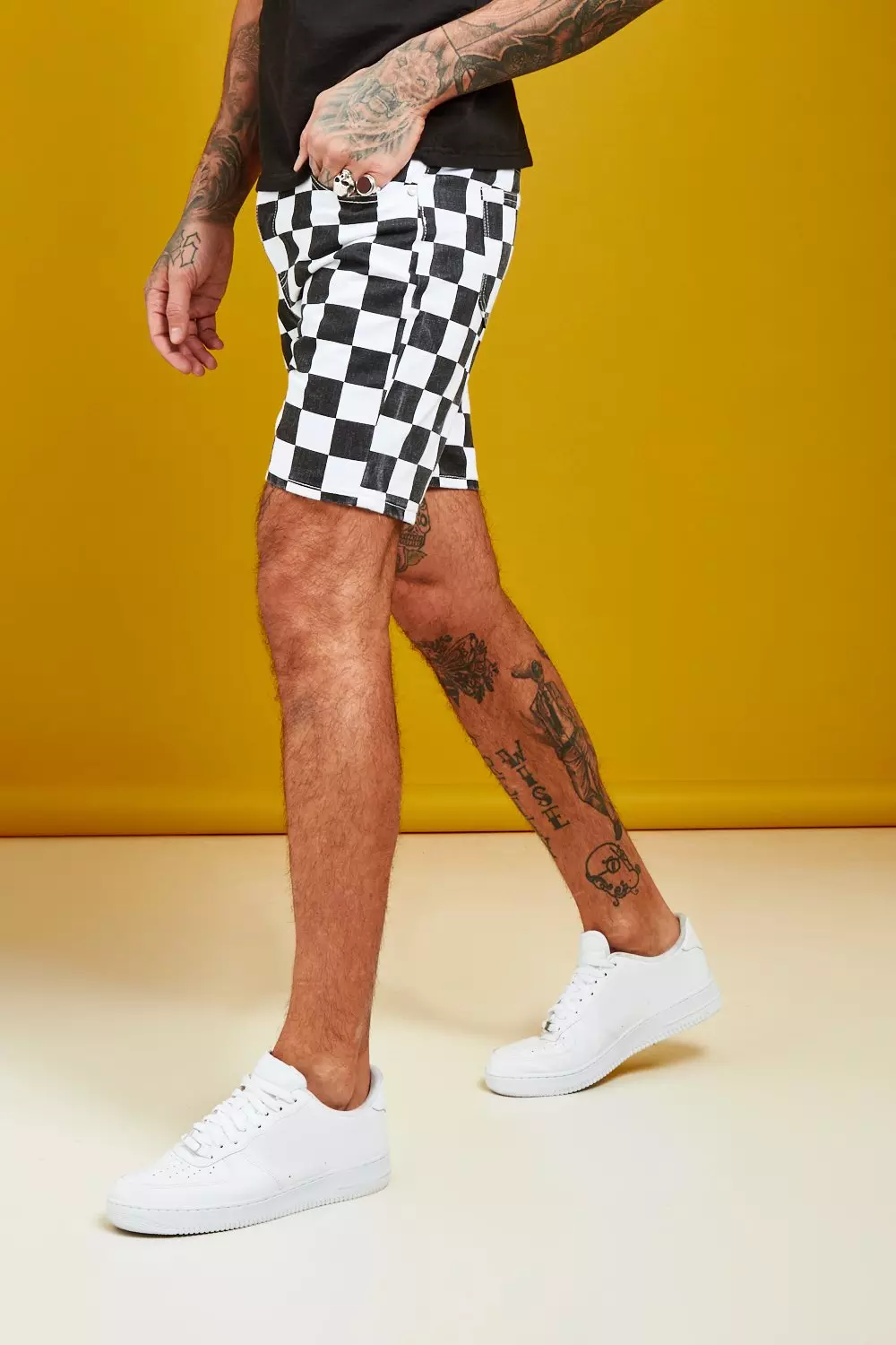 Checkerboard 2024 denim shorts