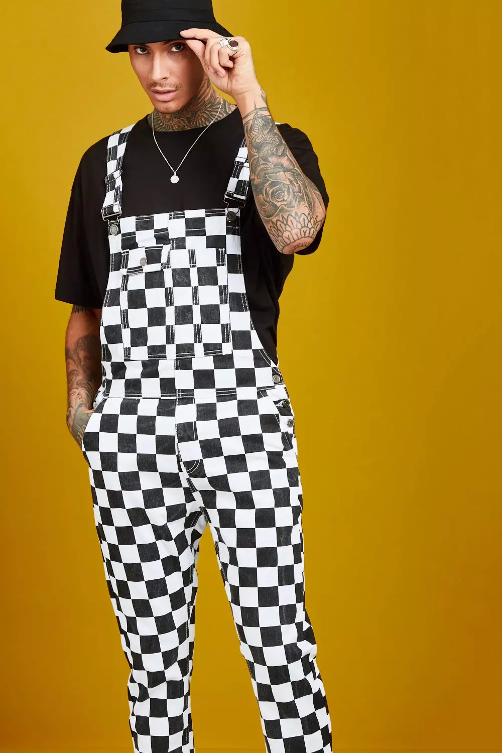 Black and white checkered 2024 overalls