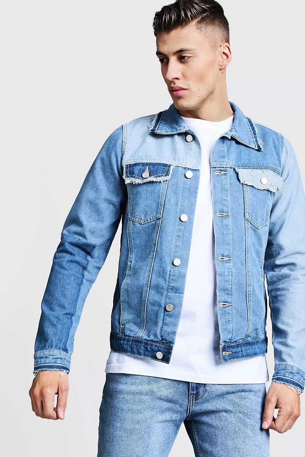 Patchwork denim shop jacket mens