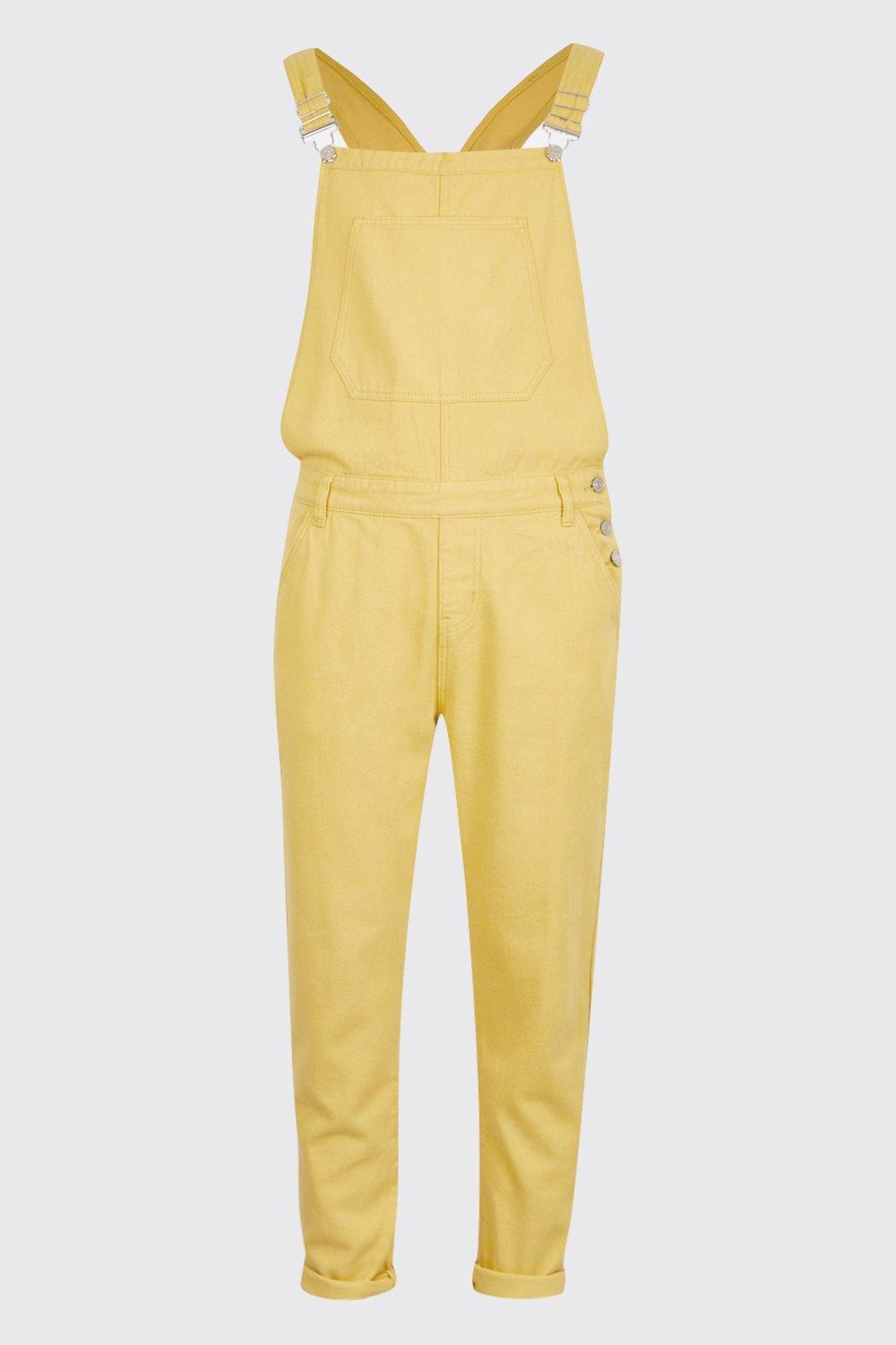 yellow denim dungarees