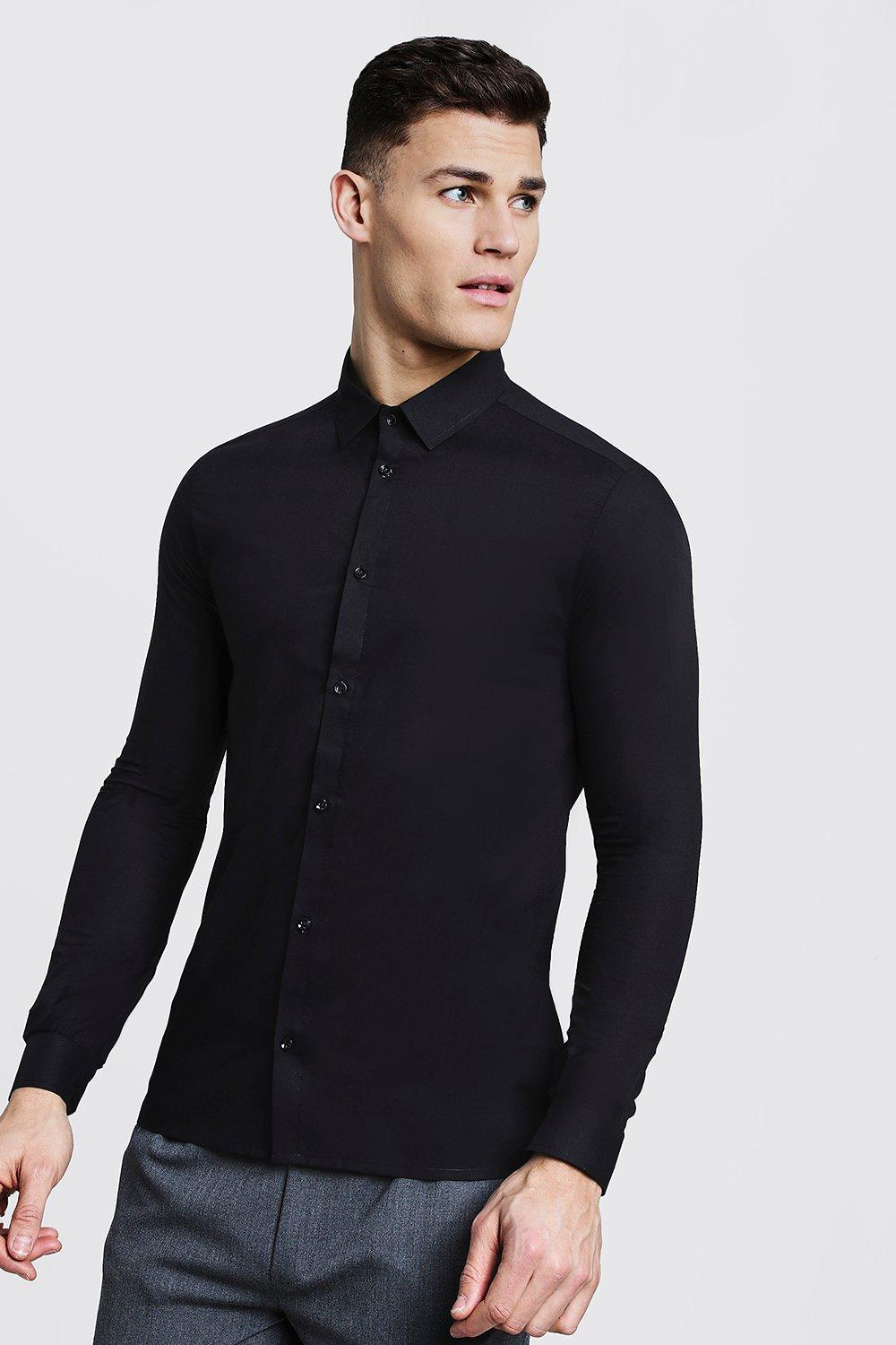 black slim fit shirt