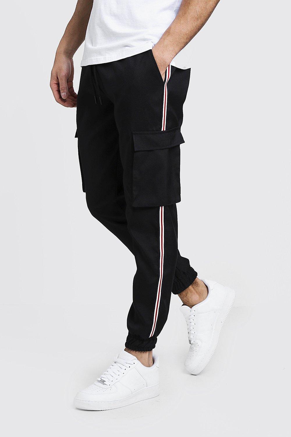 black cargo pants cuffed