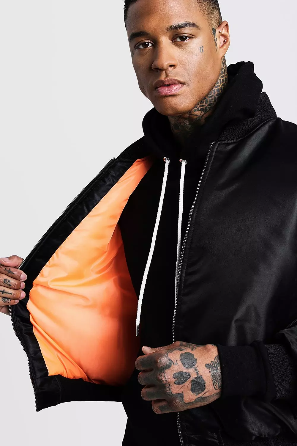 Black bomber jacket on sale with orange lining