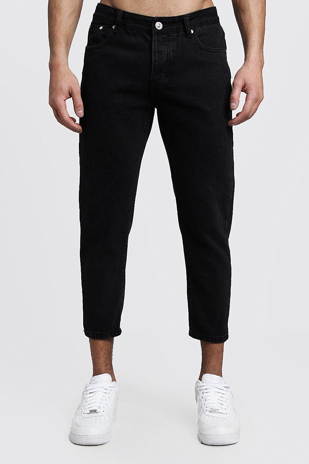 mens black cropped jeans