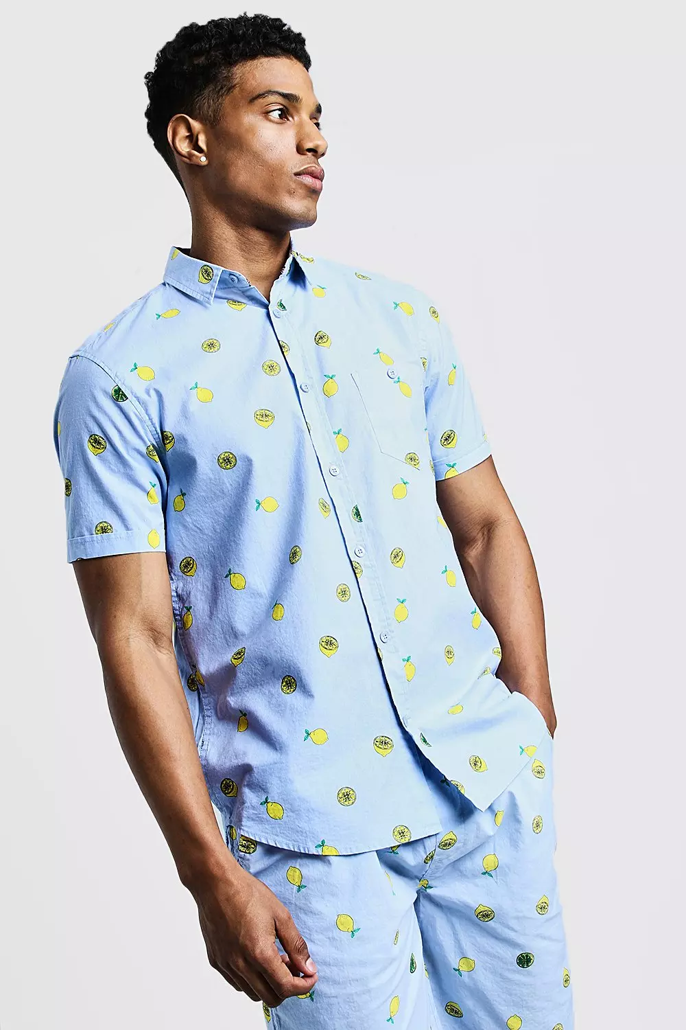 Cotton short sleeve printed shirt - Men