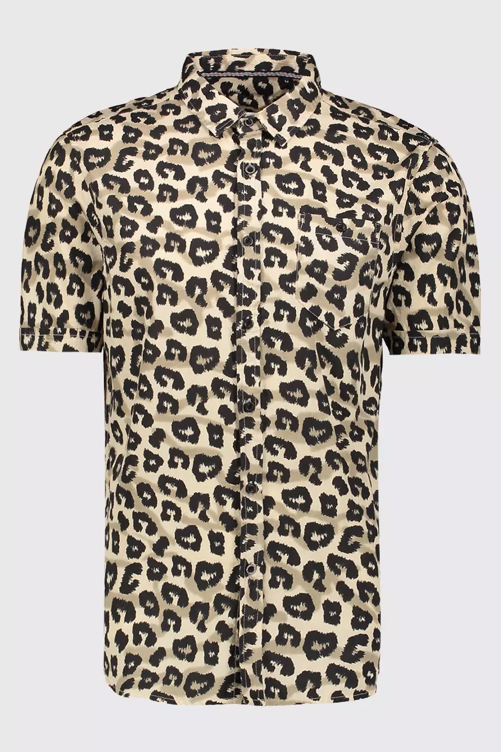 Mens short sleeve on sale leopard print shirt