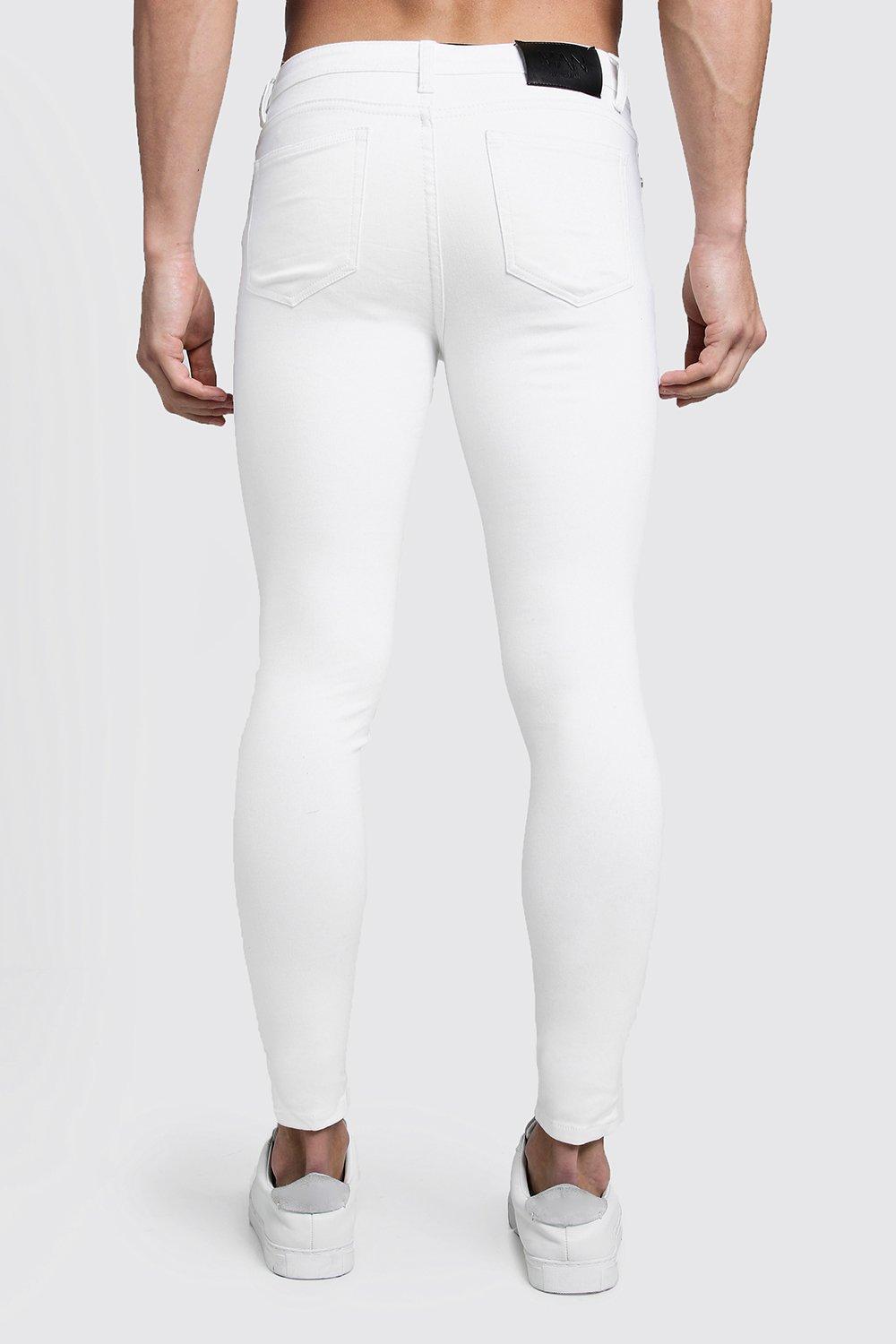 Spray On Skinny White Denim Jeans Boohooman Uk