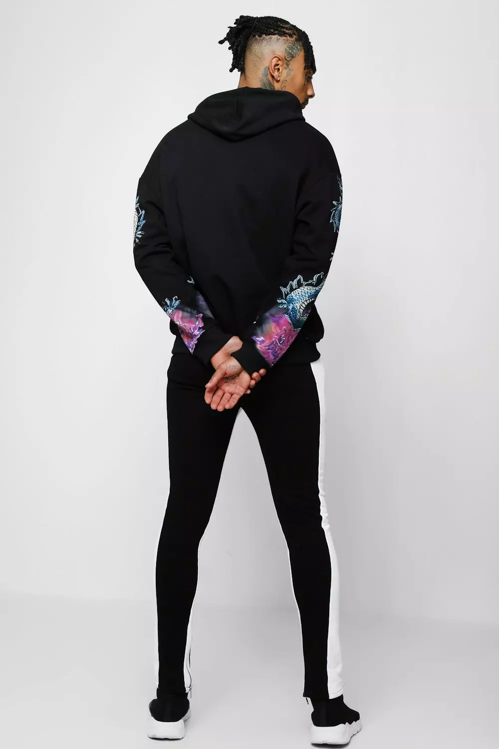 MAN Embroidered Hoodie With Dragon Sleeve Print