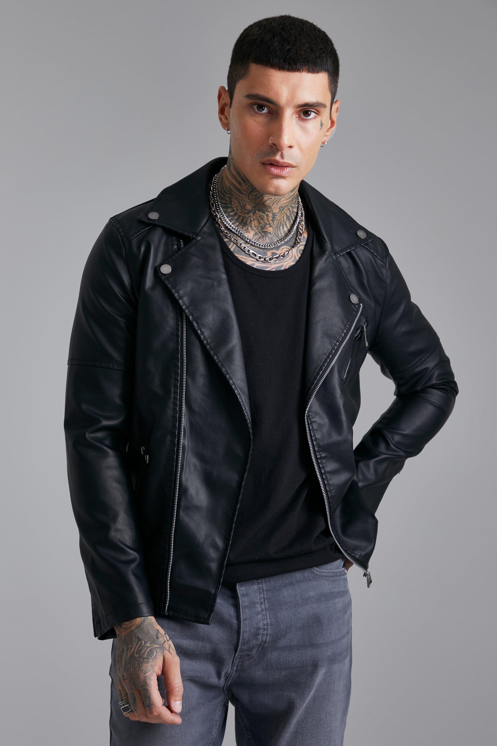 faux leather biker jacket mens