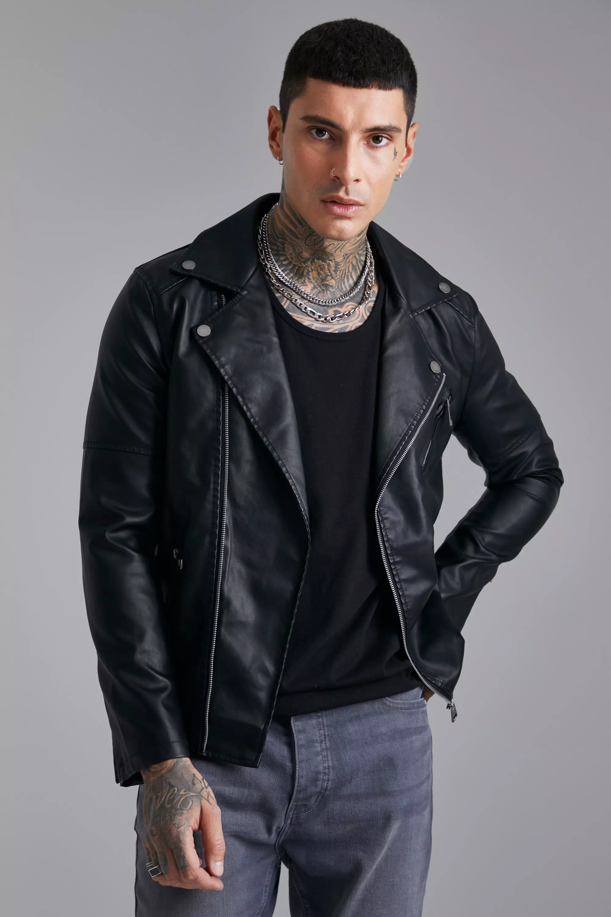 faux leather motorcycle jacket