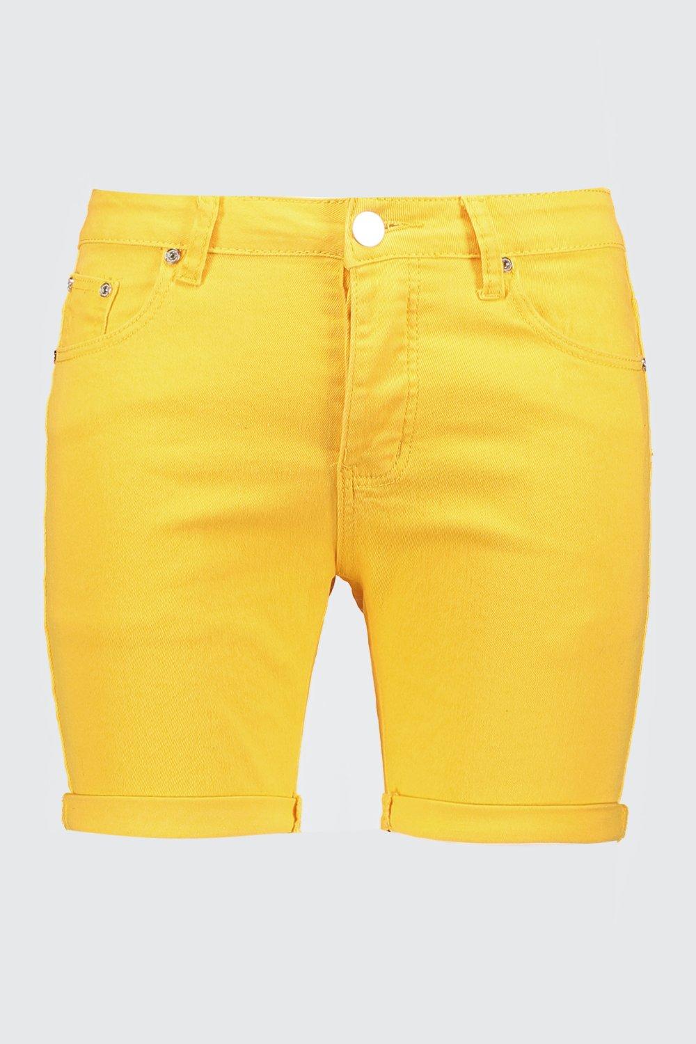 yellow jeans shorts