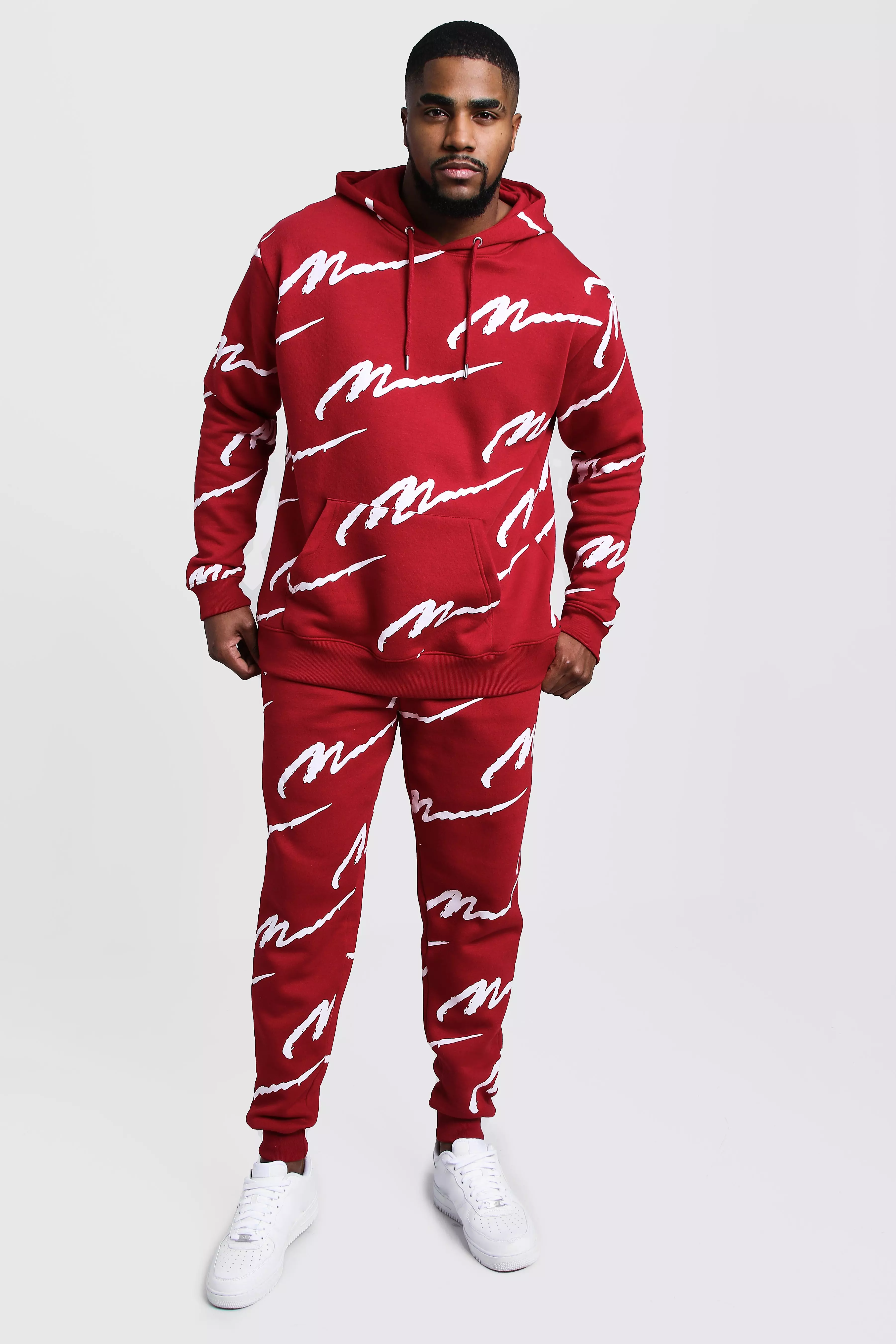 Plus Size All Over MAN Hooded Tracksuit boohooMAN USA