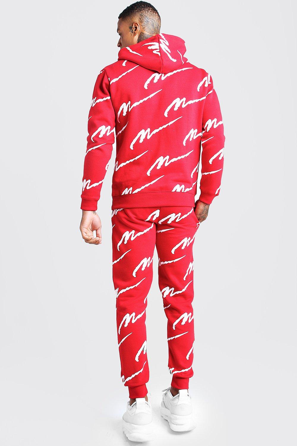 red boohooman tracksuit