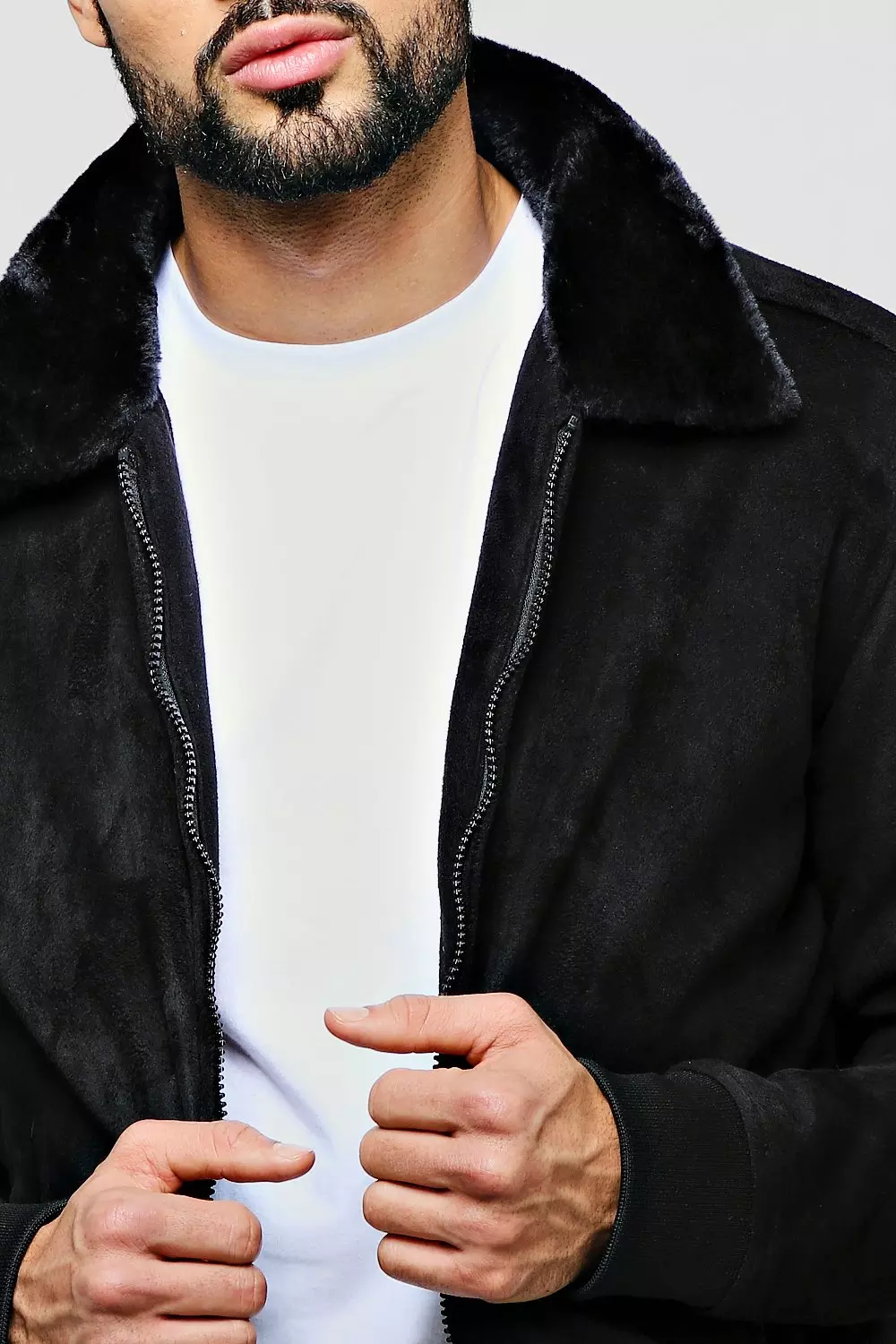 Mens black faux suede jacket sale