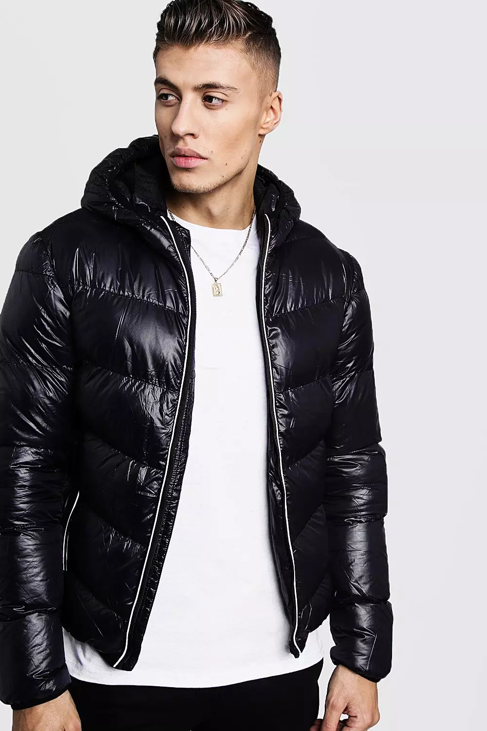 Boohooman black puffer store jacket