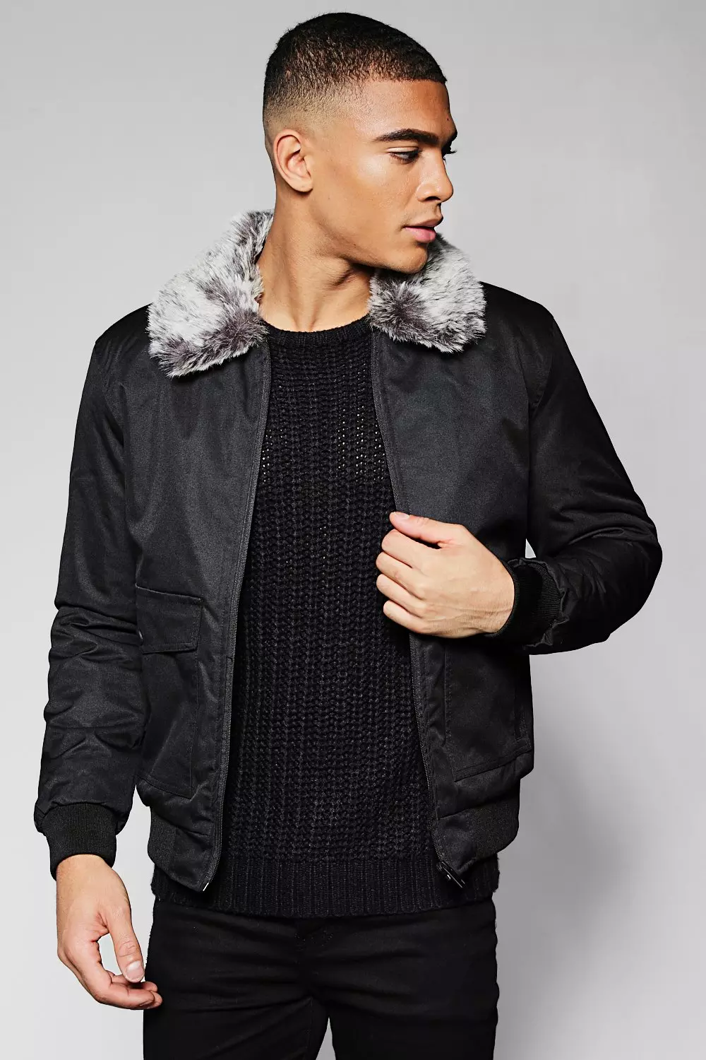 Bomber with fur collar sale