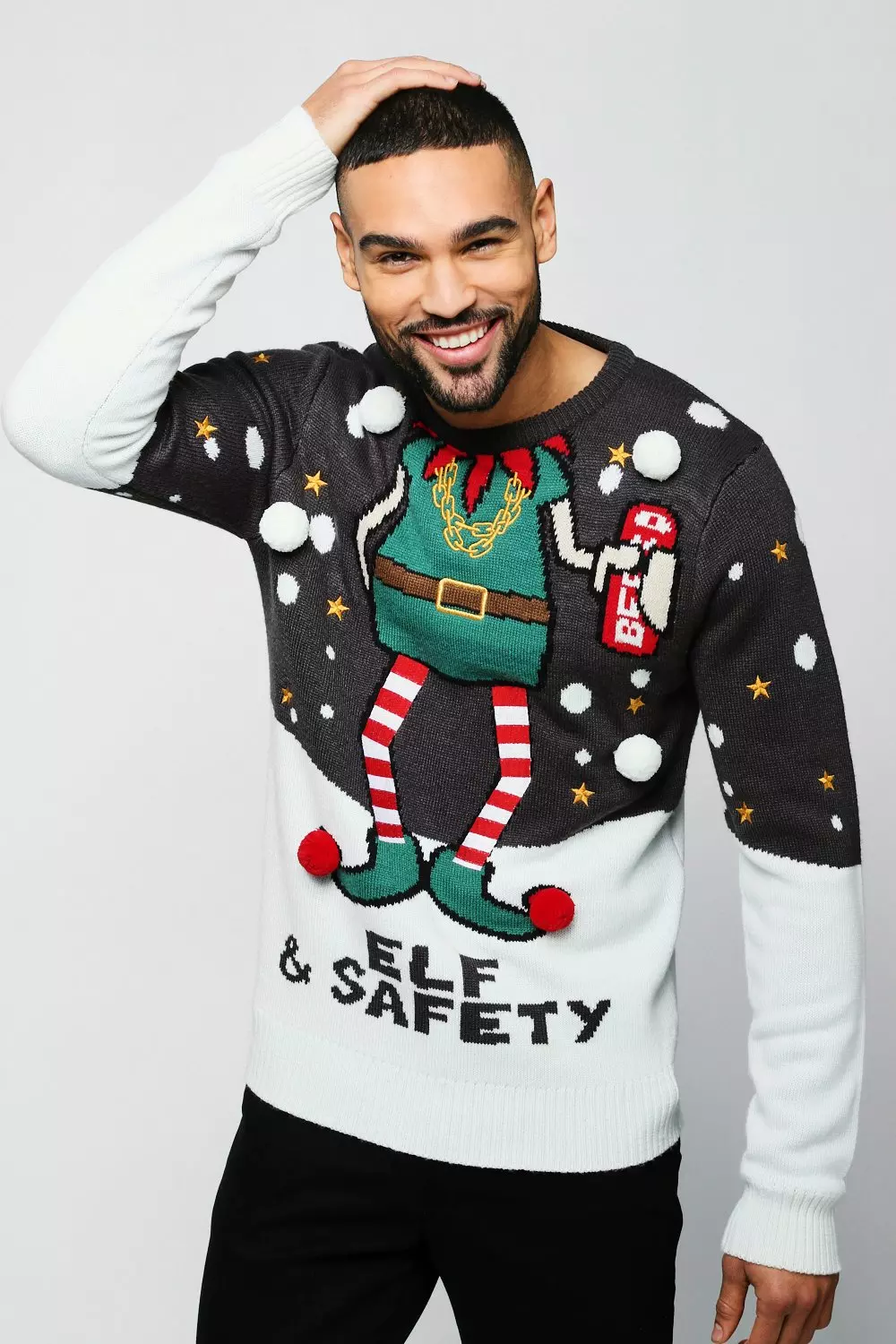 Elf and clearance safety christmas jumper