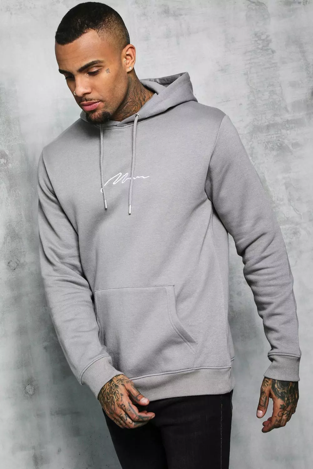 Man signature embroidered outlet hoodie