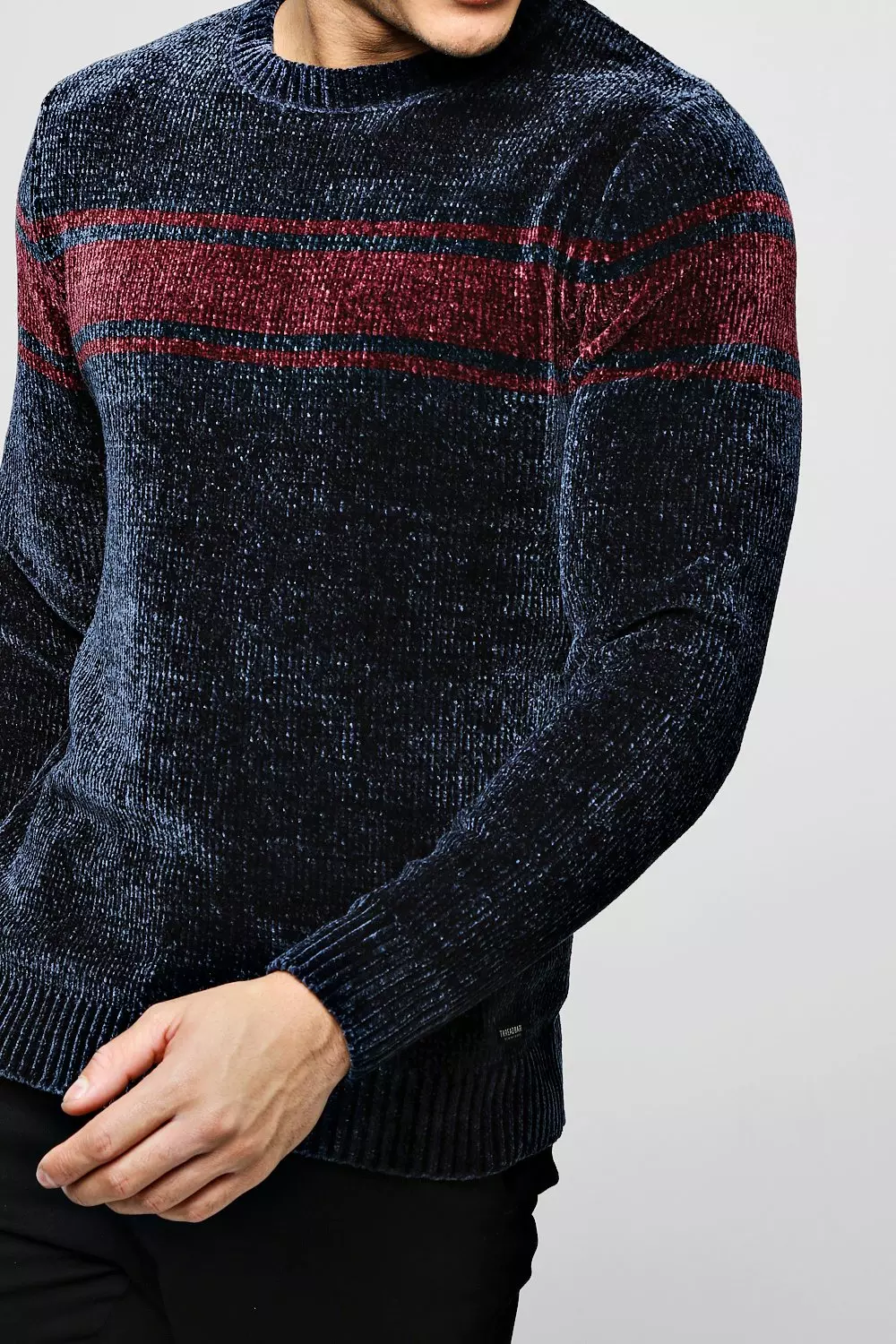 Colour Block Chenille Jumper | boohooMAN USA