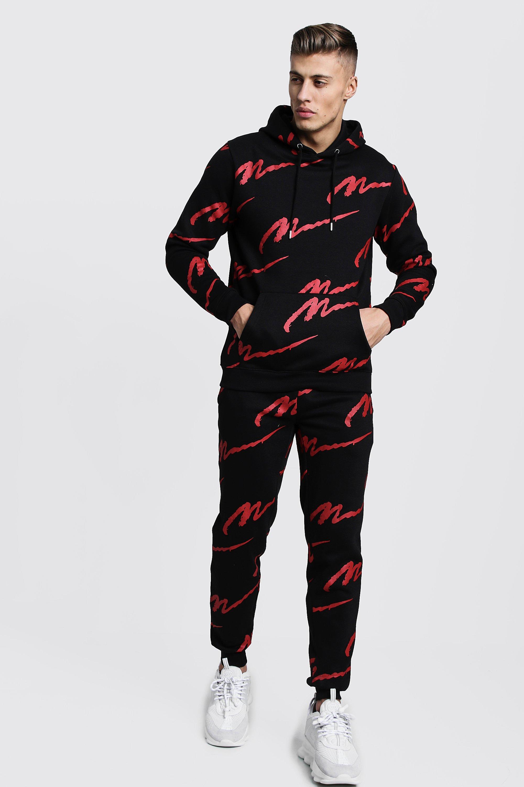 red boohooman tracksuit