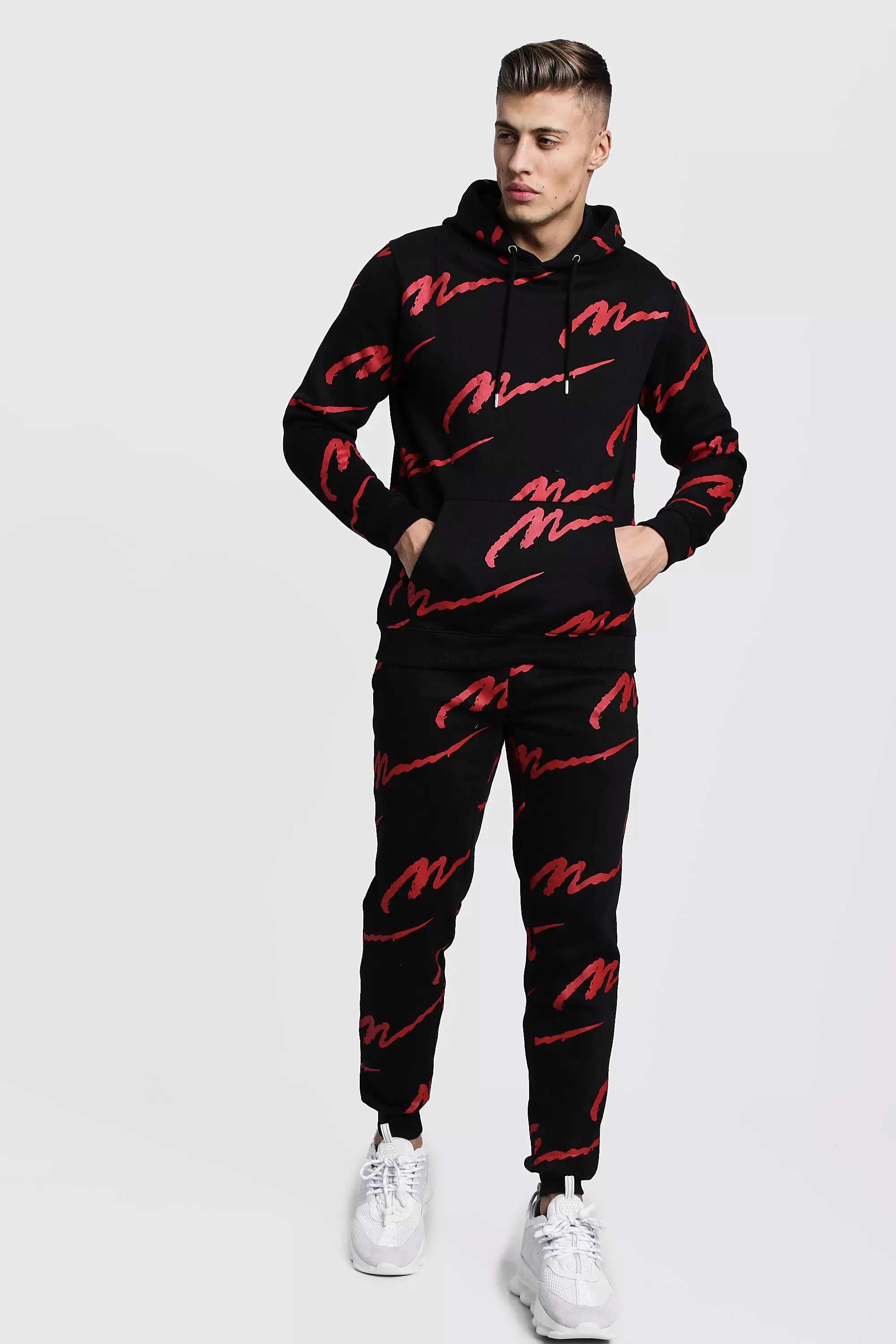 Boohooman all over print hot sale tracksuit