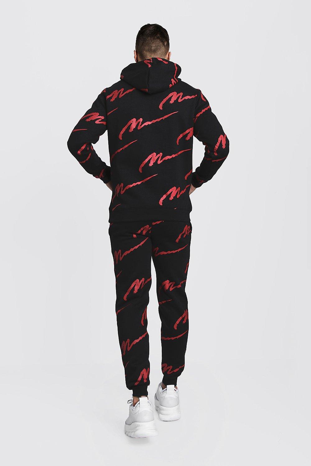 red boohooman tracksuit