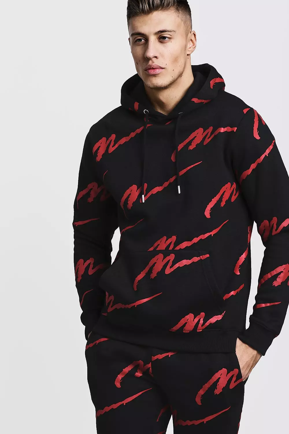 Boohooman printed hot sale tracksuit