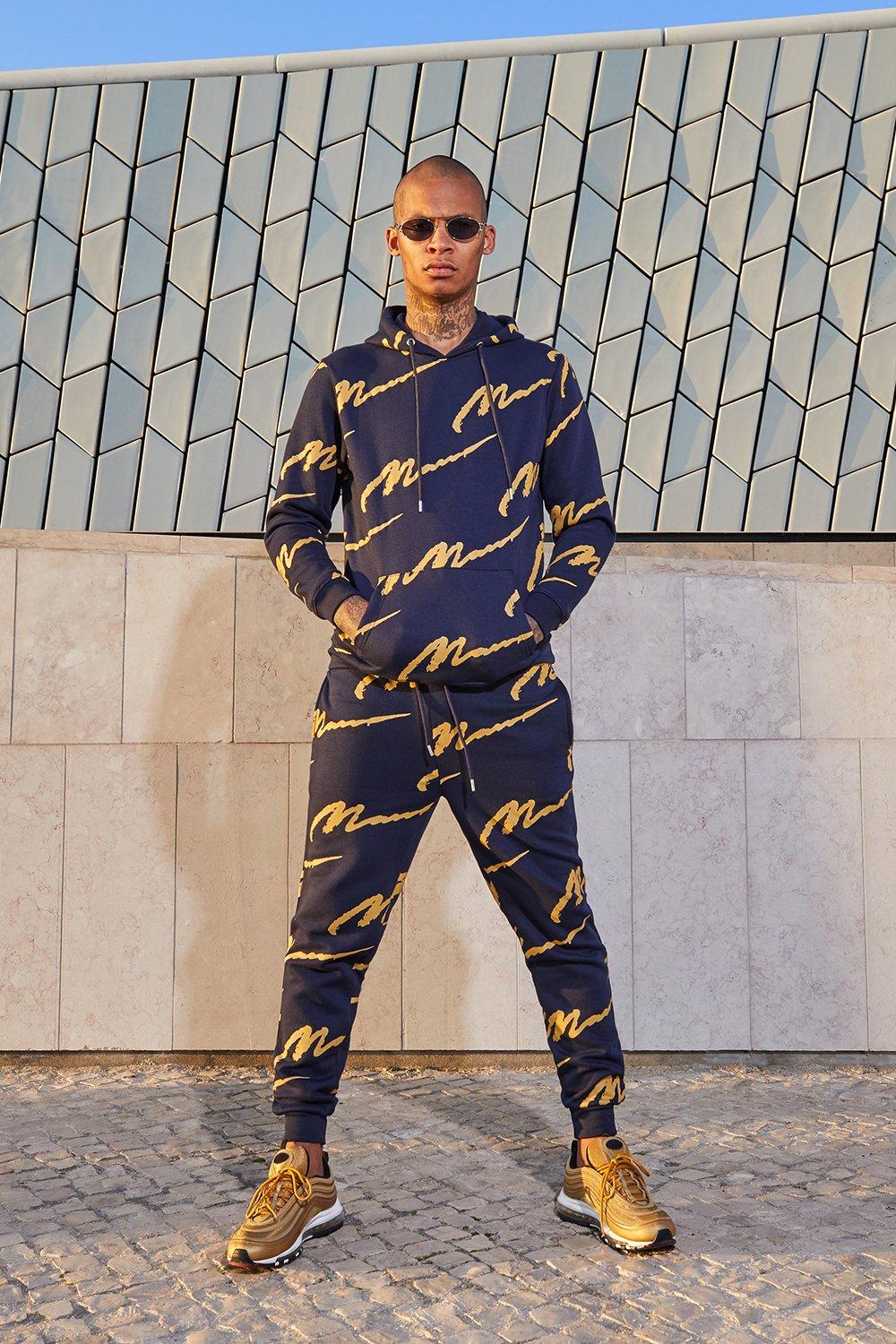 boohooman navy tracksuit