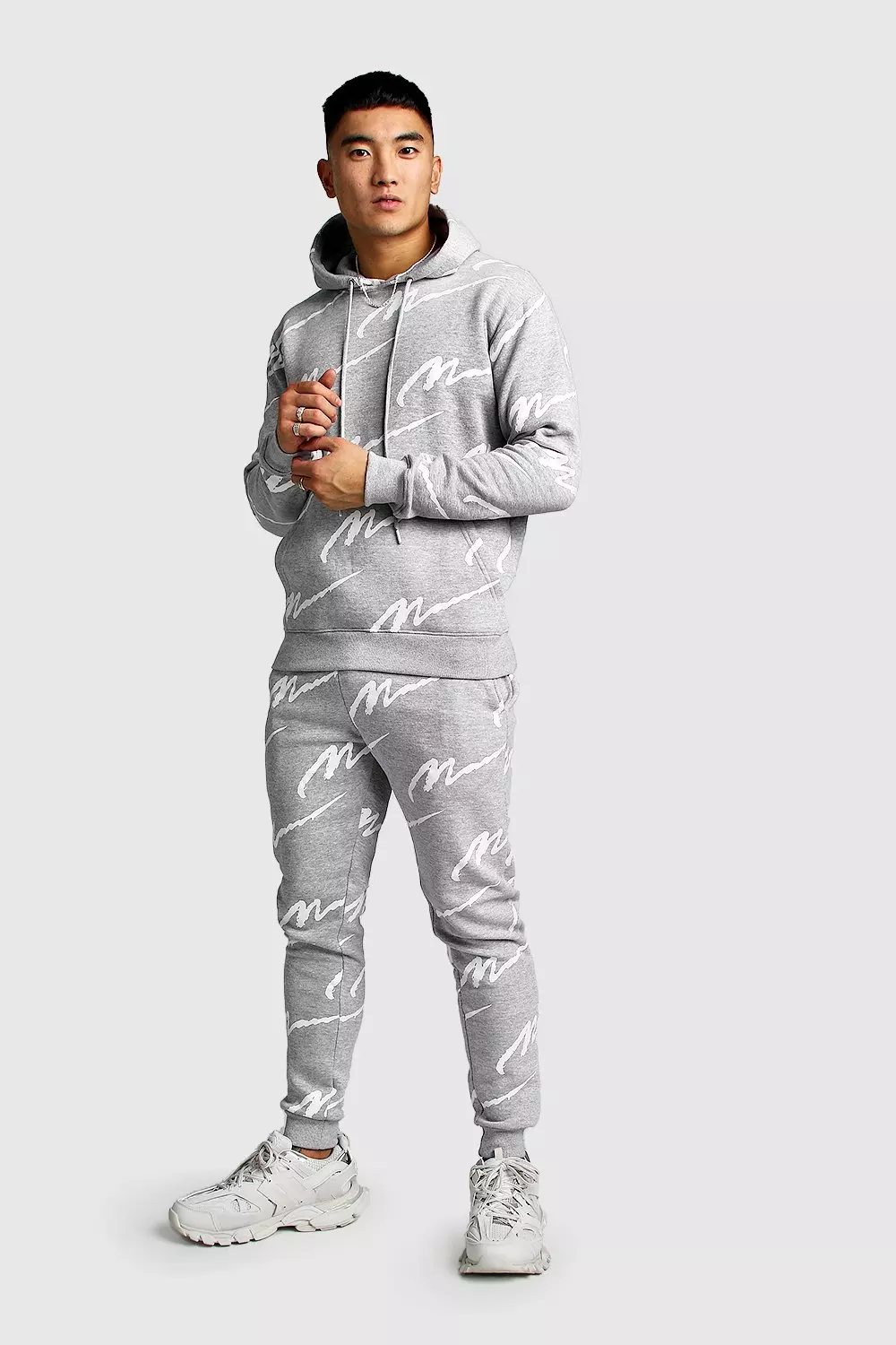 Boohooman all clearance over print hoodie