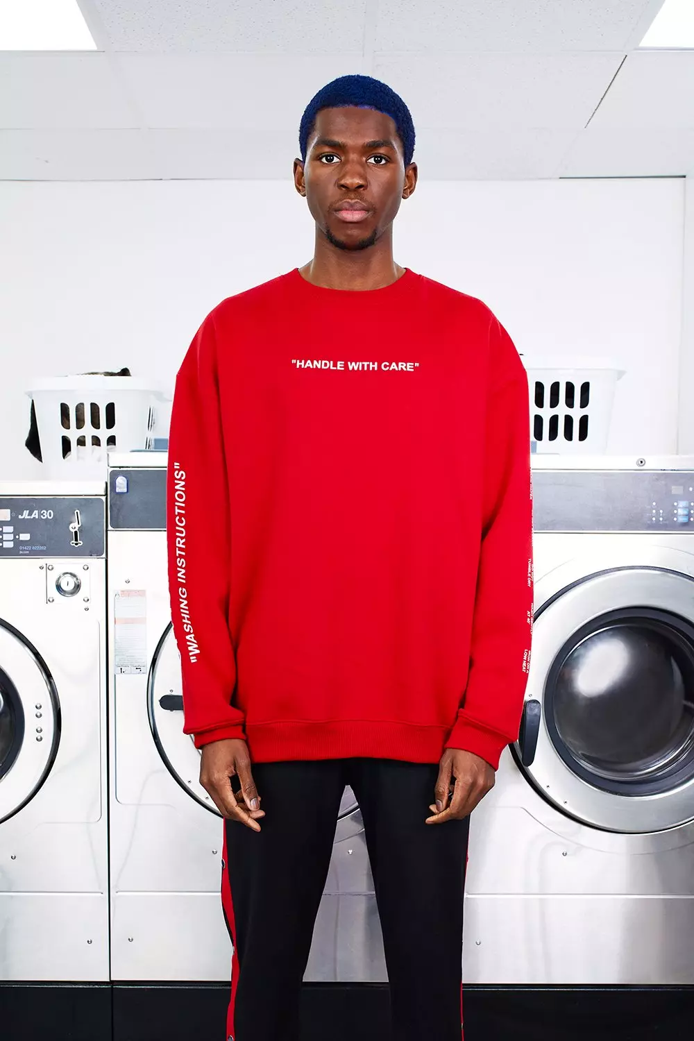 MAN Care Label Oversized Sleeve Print Sweater