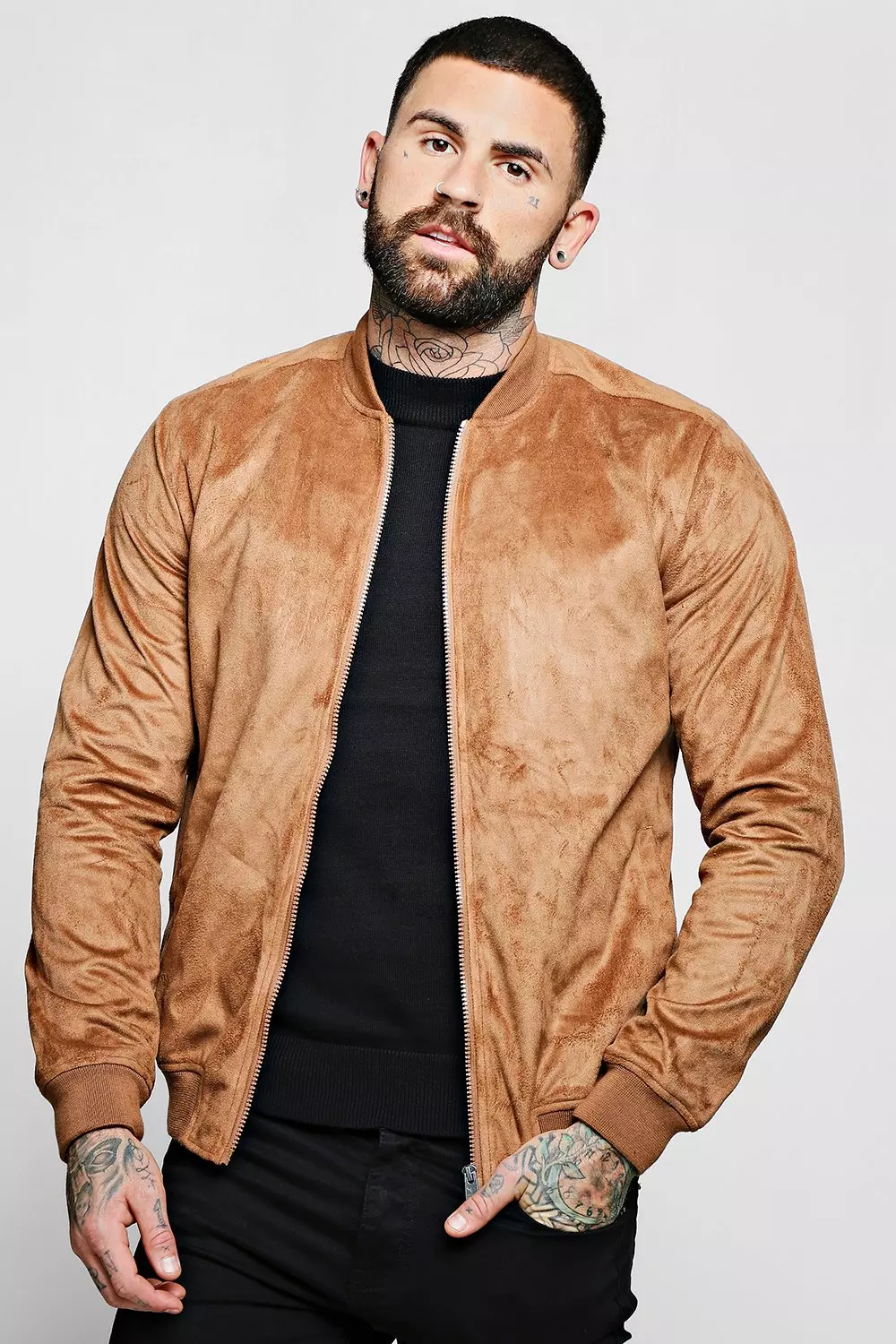 Faux suede bomber hot sale jacket mens