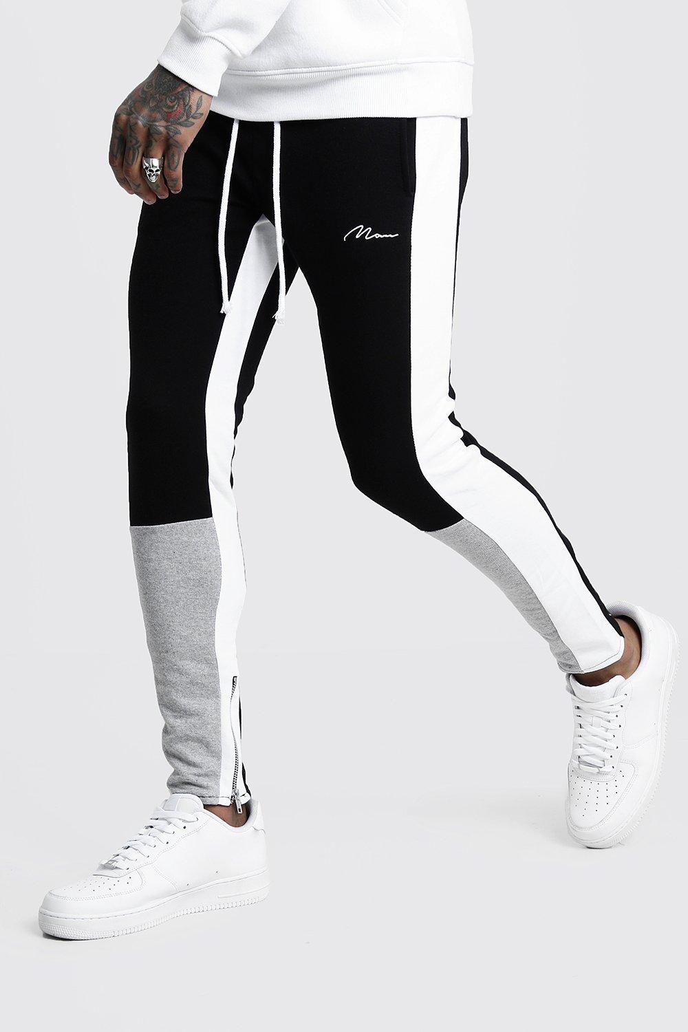 mens color block joggers