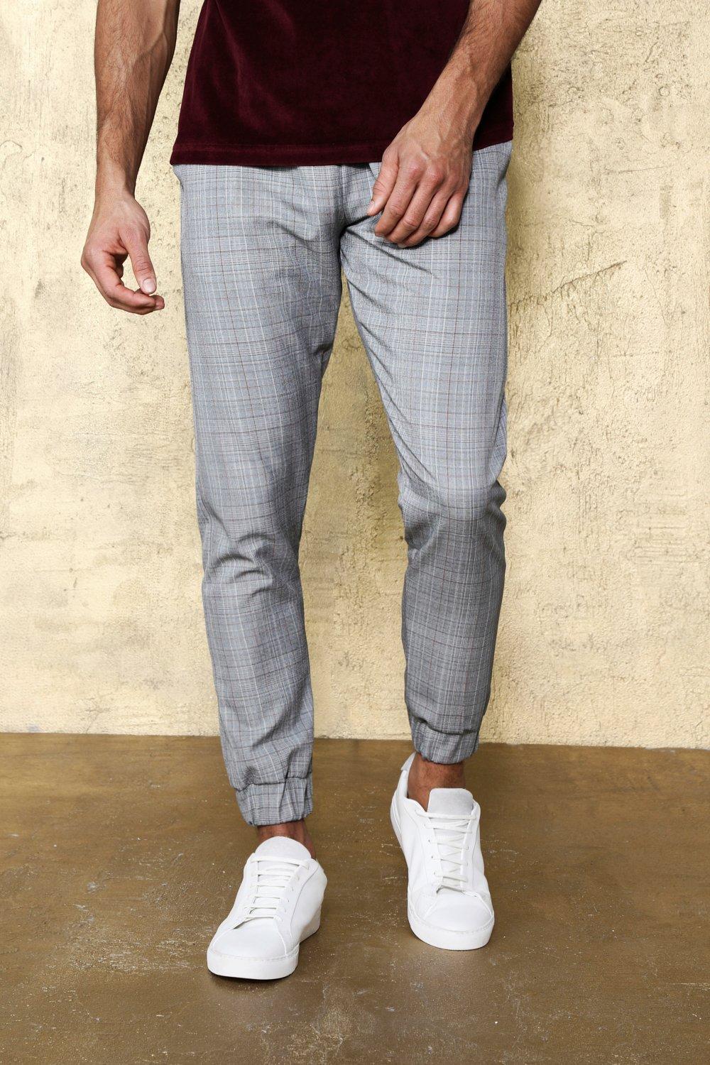 boohooman smart checked jogger