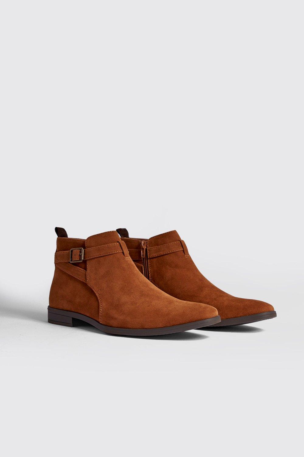 tan faux suede chelsea boots