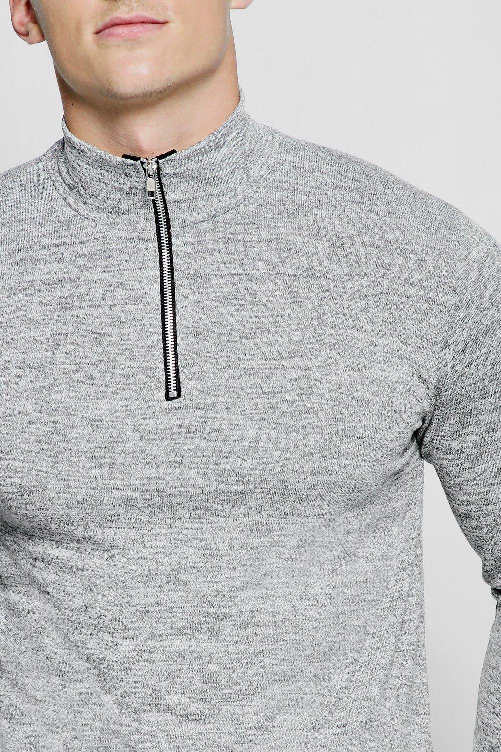 half zip funnel neck jumper mens