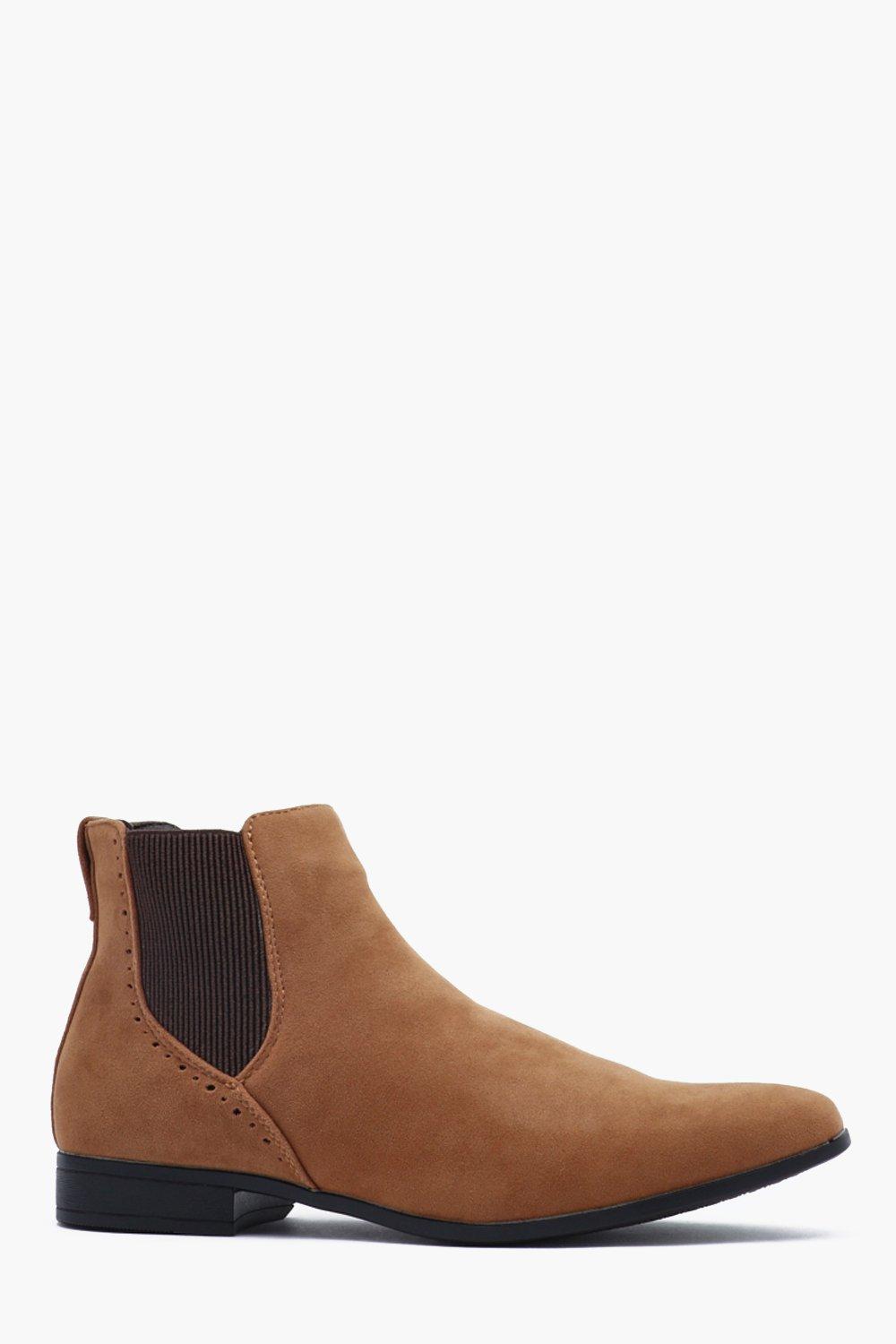 tan faux suede chelsea boots