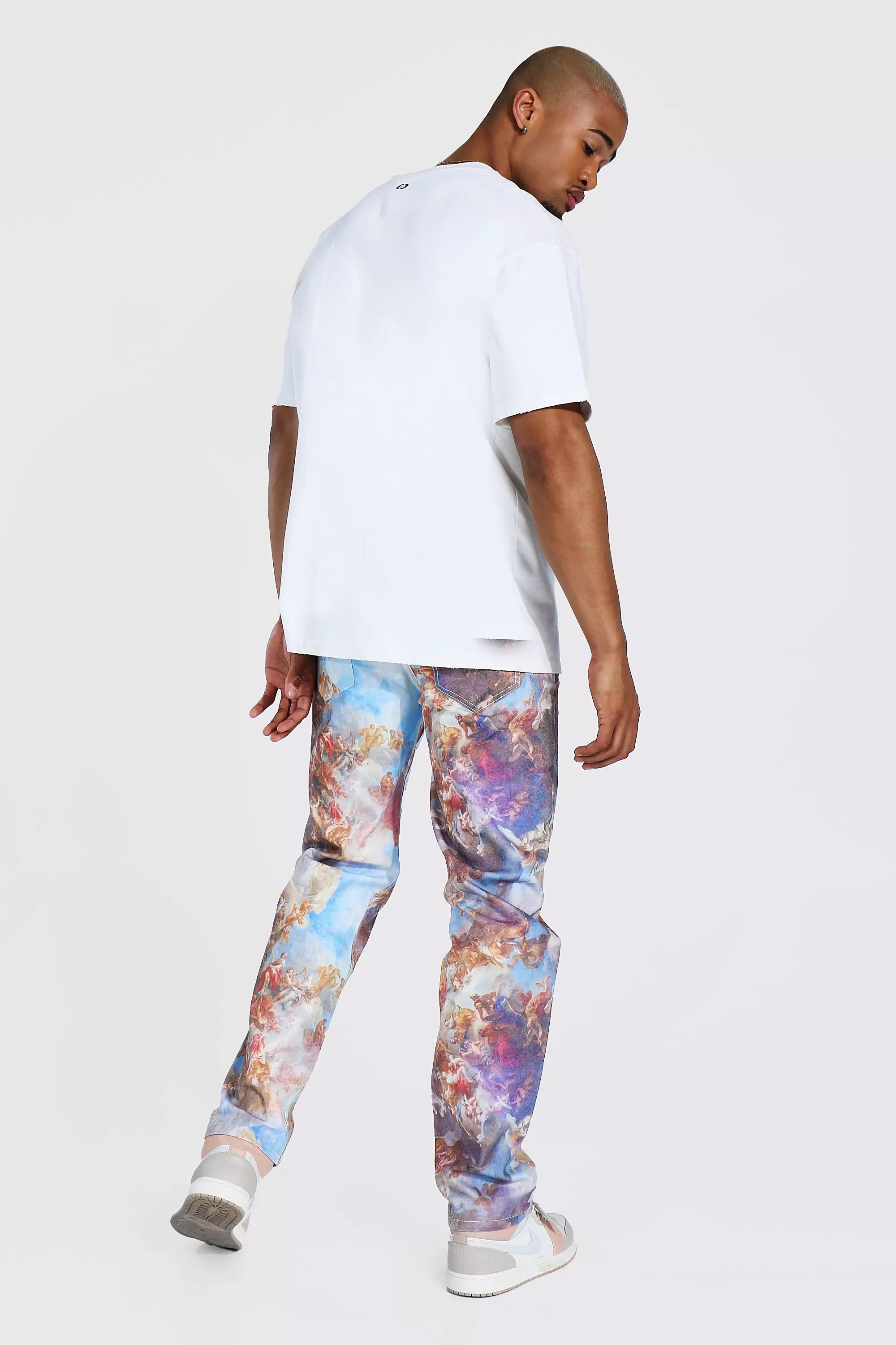 Relaxed Fit Renaissance All Over Print Jeans | boohooMAN USA