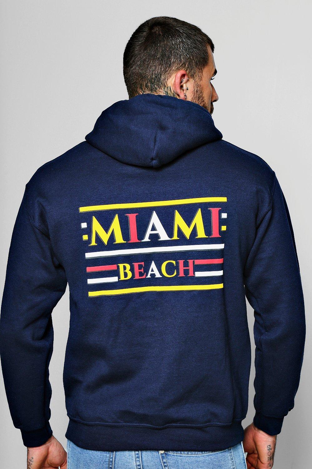 Miami Beach Front And Back Print Hoodie 