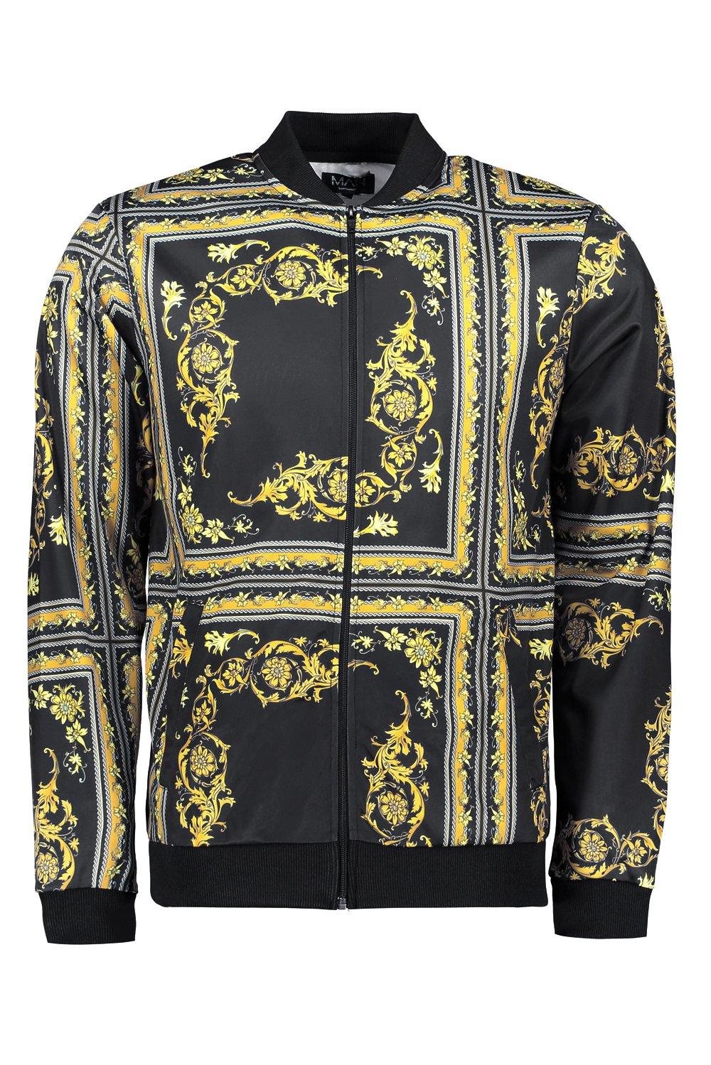 

Baroque Tile Print Bomber, Black