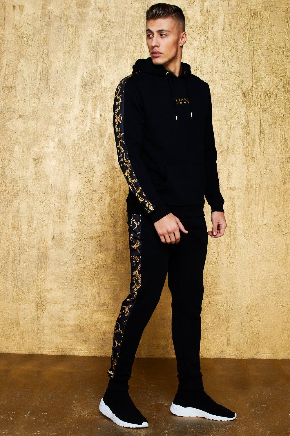boohoo man tracksuit black