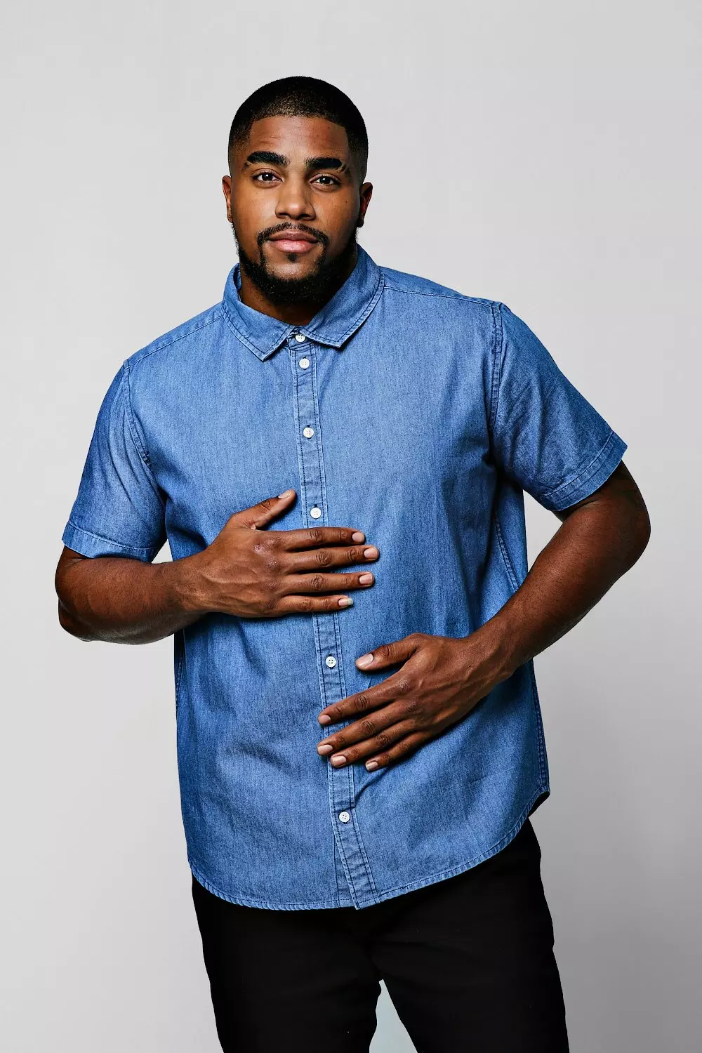 Plus size short sleeve best sale denim shirt