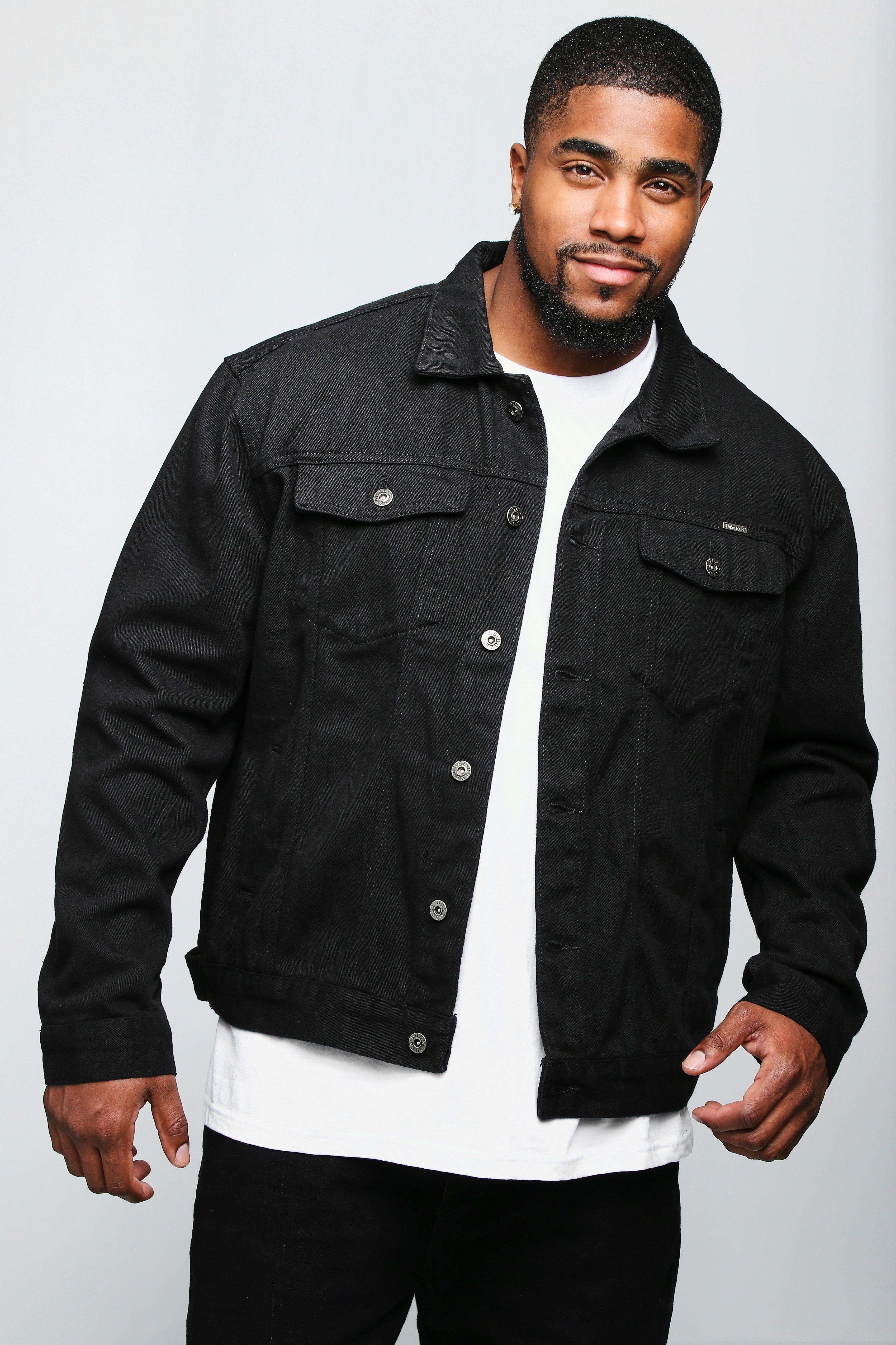 Plus Size Black Denim Jacket | boohooMAN