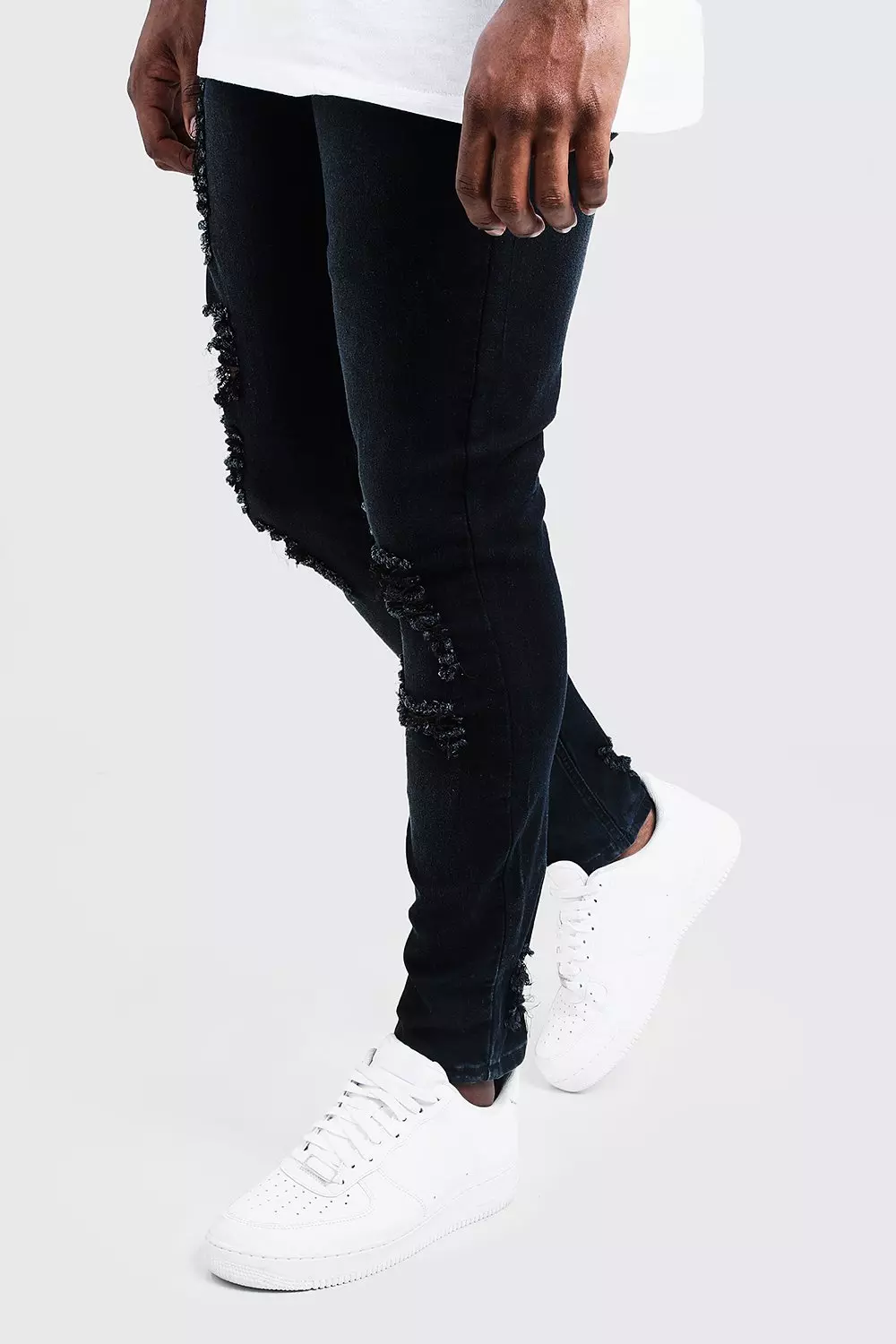 Samler blade elleve Henstilling Plus Size Distressed Skinny Fit Jeans | boohooMAN USA