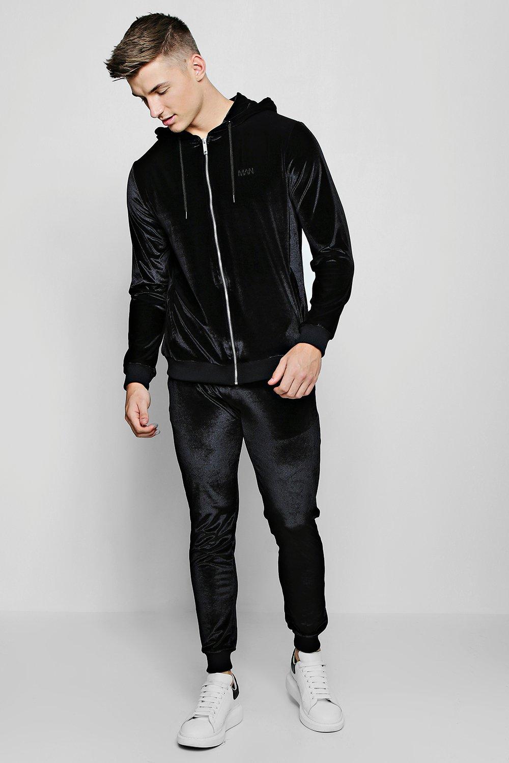 black velour tracksuit mens