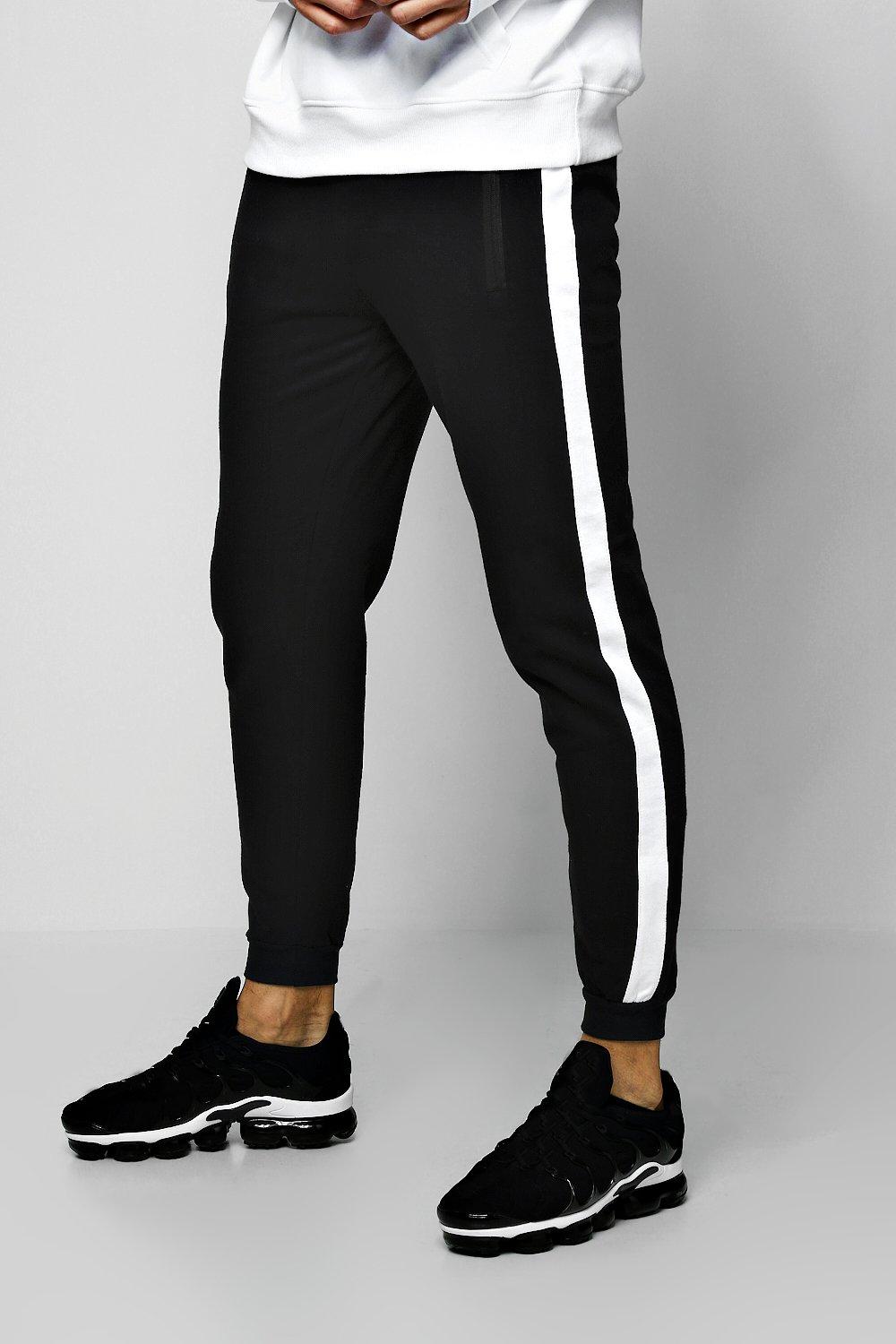 joggers with white stripe