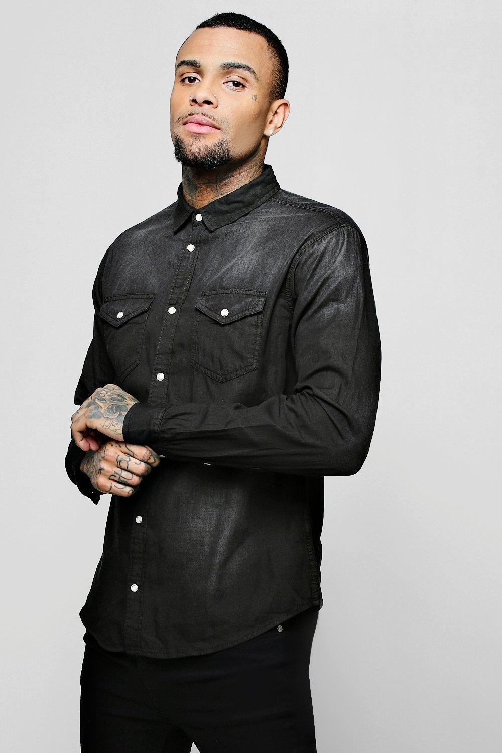 black denim shirt mens